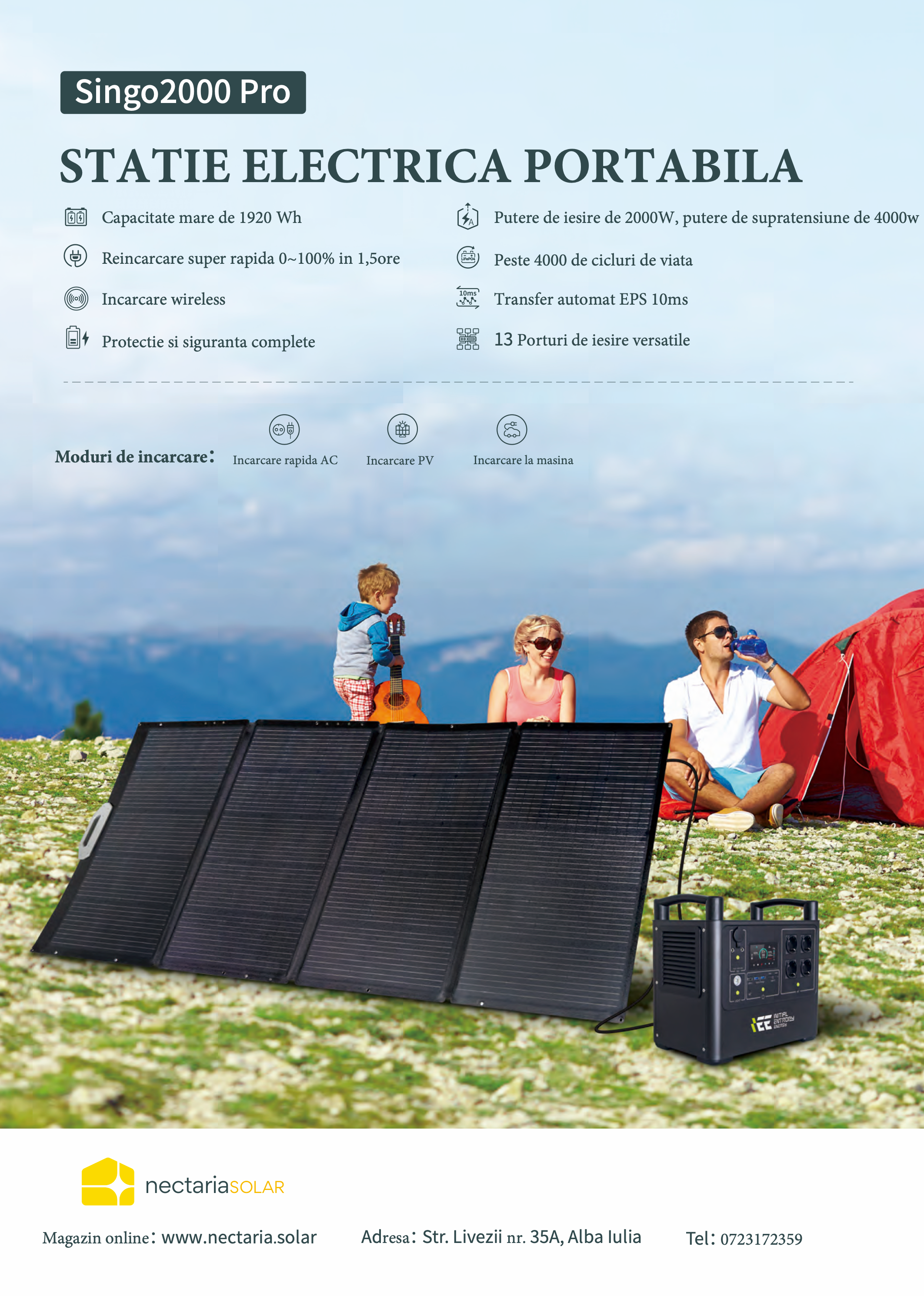 GENERATOR SOLAR PORTABIL 2+2 KW IN STOC
