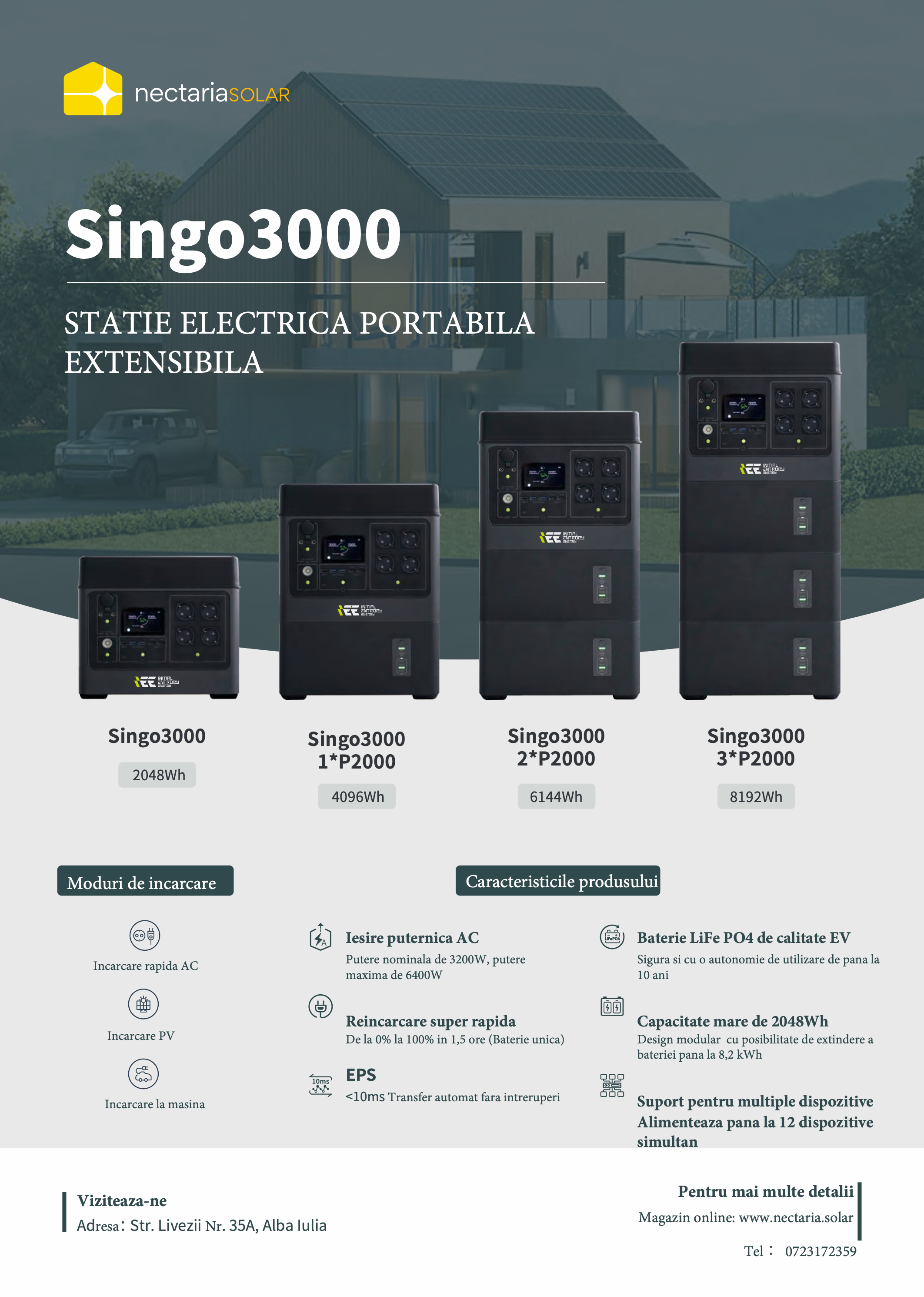 BATERIE PORTABILĂ 3+2 KW Singo 3000 IN STOC