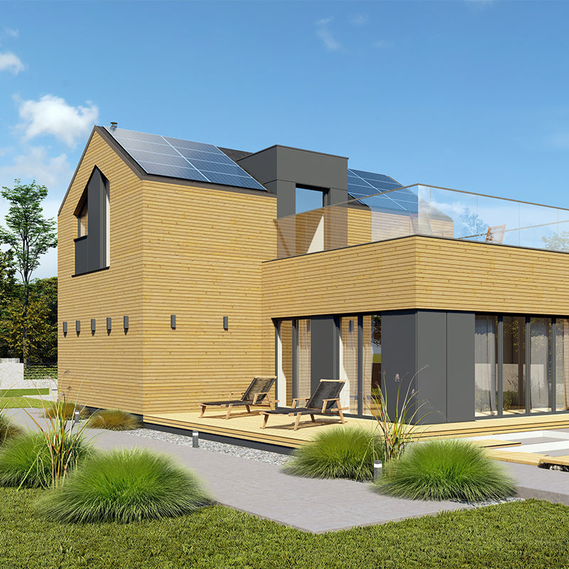 Casa Modulara F1, tehnologie CLT, regim de înăltime: parter+1 etaj, suprafata utila 94,32 M2 - Nectaria Solar