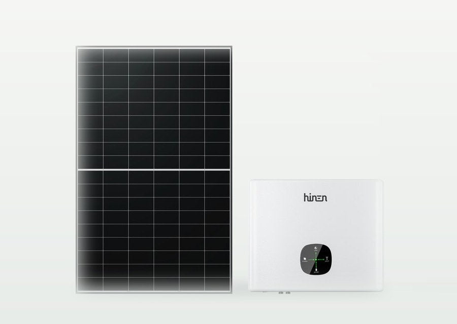 Однофазна фотоелектрична система 6,45 kWp з монтажем — AIKO 645 W + Hinen однофазний 6 kW